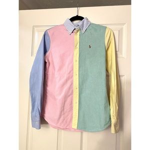 Polo Ralph Lauren Men's Pastel Polo Custom Fit Colorblocked Oxford Classic Shirt